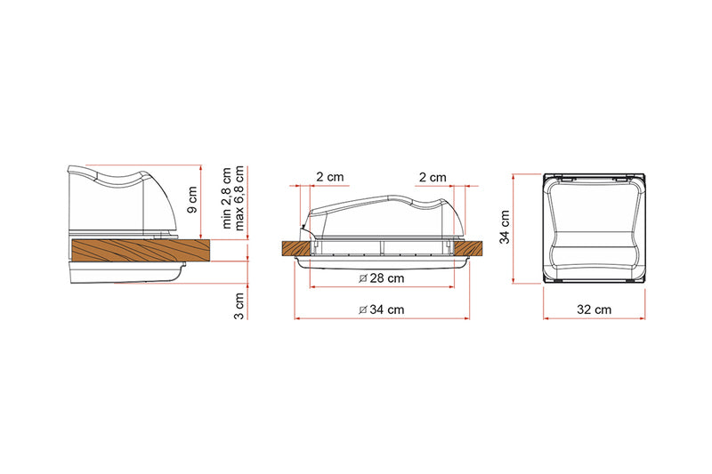 Fiamma Vent 28 - oblò 28x28cm - ideale per bagno camper